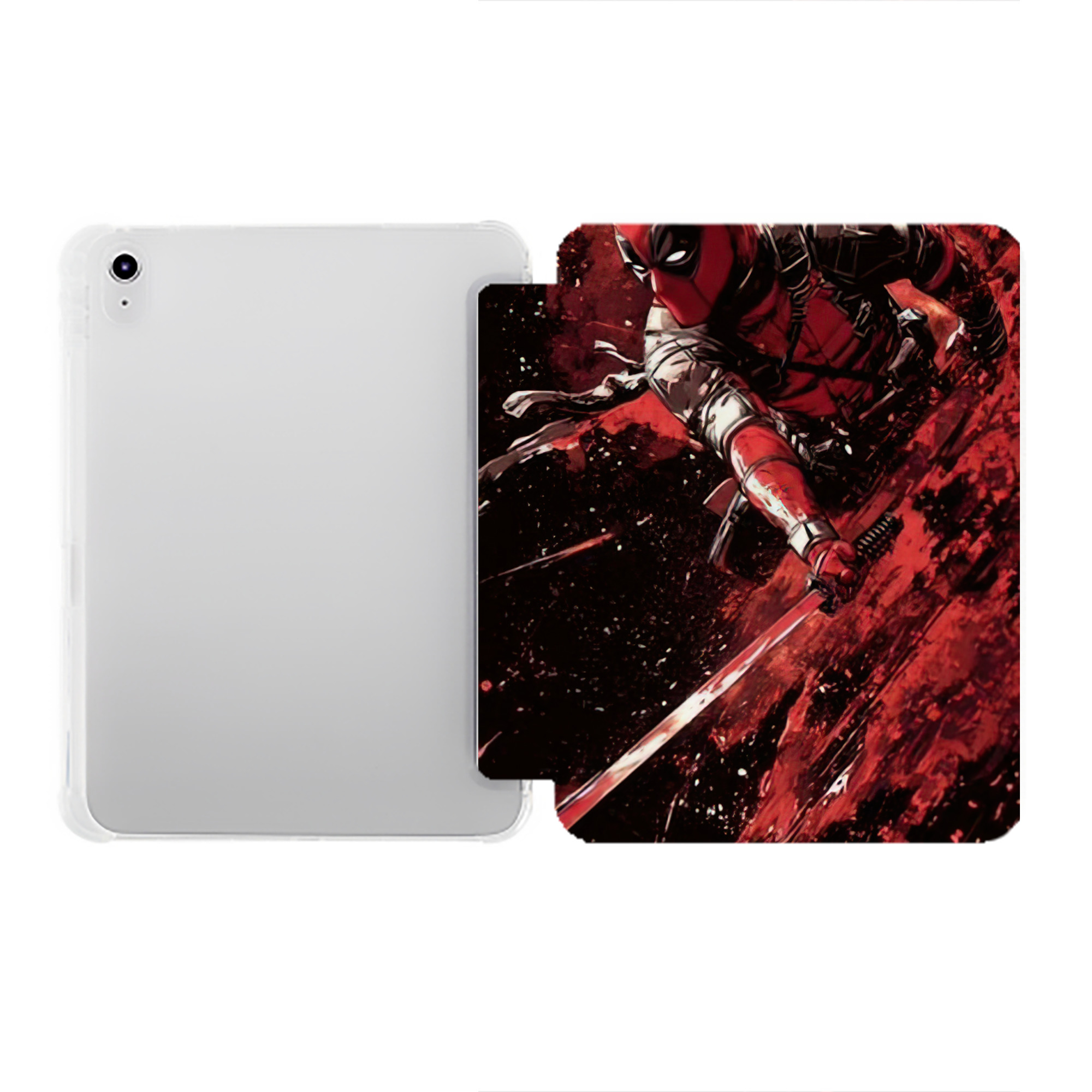 （画像用） Deadpool デッドプール IPad ケース ペン収納付き 三つ折りスタンド PUレザー×シリコン 対応機種9.5/10.5/10.9インチ